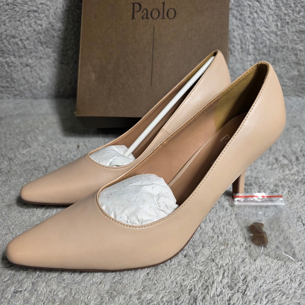 Linea Paolo Polina Blush Pink Nude Nappa Leather Pointed Toe Heels Size 9M NEW‎